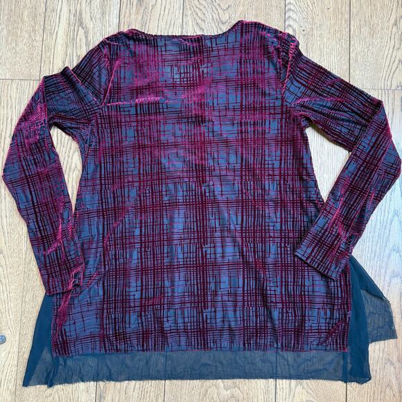 Simply Vera Vera Wang Velvet Burnout Sheer Tunic SZ M Goth Dark Romantic Vampire - Picture 2 of 7